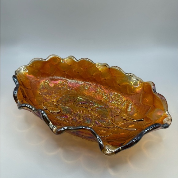 Imperial Glass Vintage Pansy Marigold Carnival Glass Dish - Picture 1 of 9